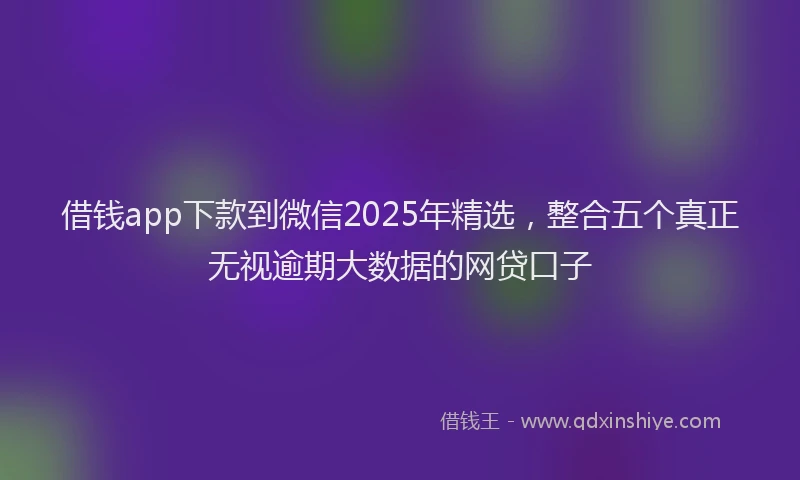 借钱app下款到微信2025年精选，整合五个真正无视逾期大数据的网贷口子