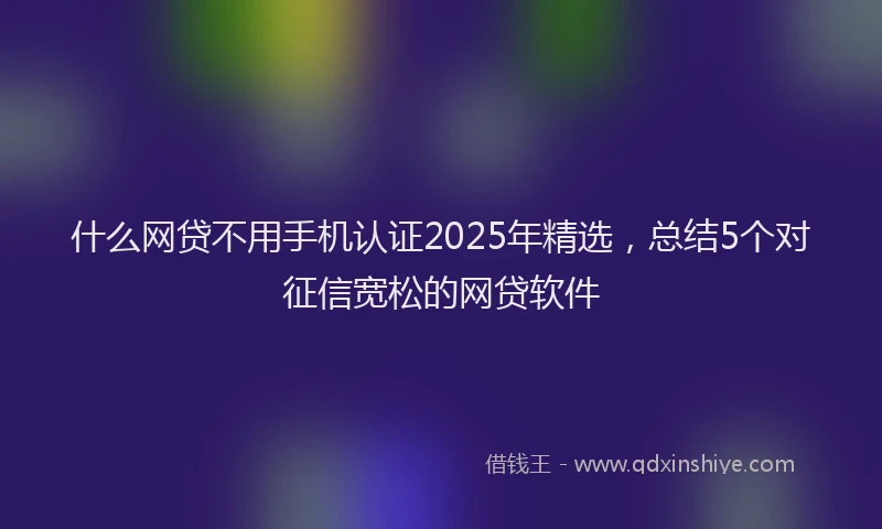 什么网贷不用手机认证2025年精选，总结5个对征信宽松的网贷软件