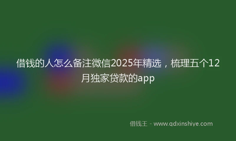 借钱的人怎么备注微信2025年精选，梳理五个12月独家贷款的app