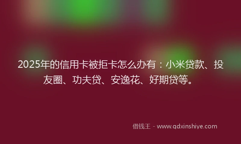 2025年的信用卡被拒卡怎么办有：小米贷款、投友圈、功夫贷、安逸花、好期贷等。