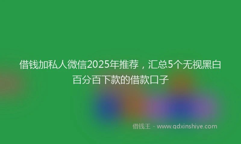 借钱加私人微信2025年推荐，汇总5个无视黑白百分百下款的借款口子