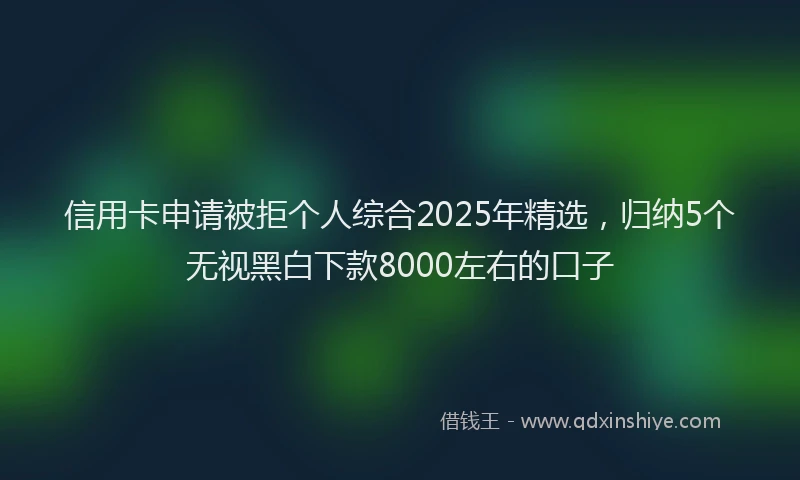 信用卡申请被拒个人综合2025年精选，归纳5个无视黑白下款8000左右的口子