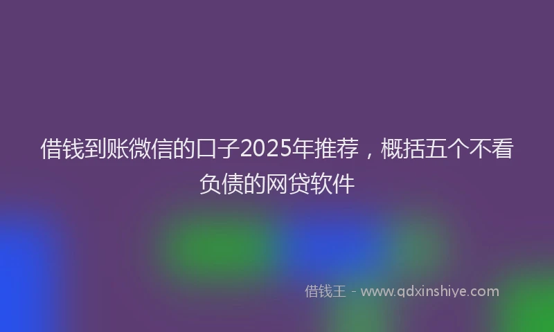 借钱到账微信的口子2025年推荐，概括五个不看负债的网贷软件