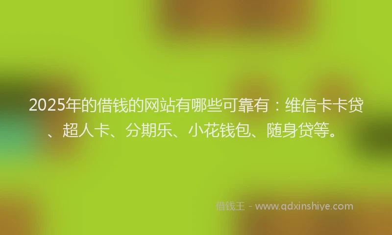 2025年的借钱的网站有哪些可靠有：维信卡卡贷、超人卡、分期乐、小花钱包、随身贷等。
