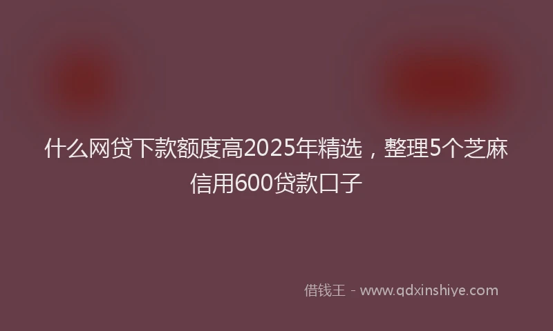 什么网贷下款额度高2025年精选，整理5个芝麻信用600贷款口子