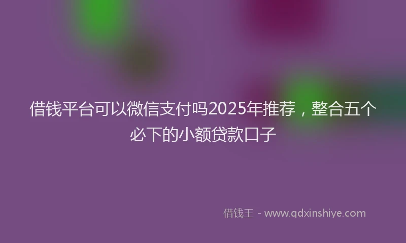 借钱平台可以微信支付吗2025年推荐，整合五个必下的小额贷款口子