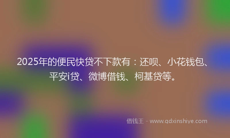 2025年的便民快贷不下款有：还呗、小花钱包、平安i贷、微博借钱、柯基贷等。
