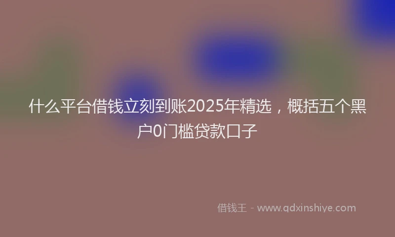 什么平台借钱立刻到账2025年精选，概括五个黑户0门槛贷款口子