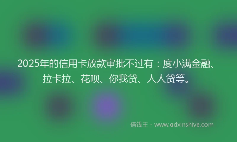 2025年的信用卡放款审批不过有：度小满金融、拉卡拉、花呗、你我贷、人人贷等。