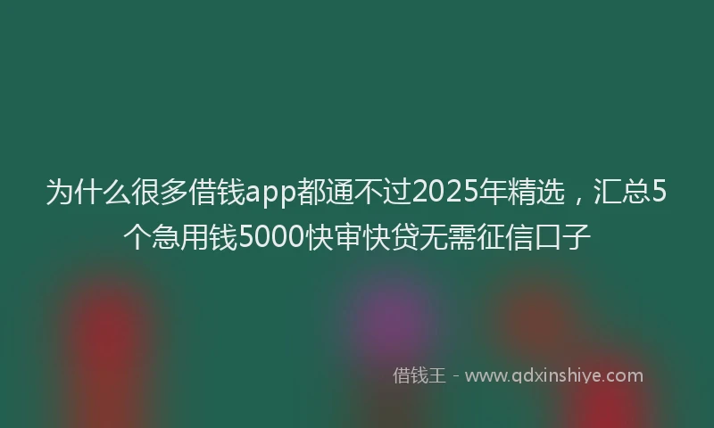 为什么很多借钱app都通不过2025年精选，汇总5个急用钱5000快审快贷无需征信口子
