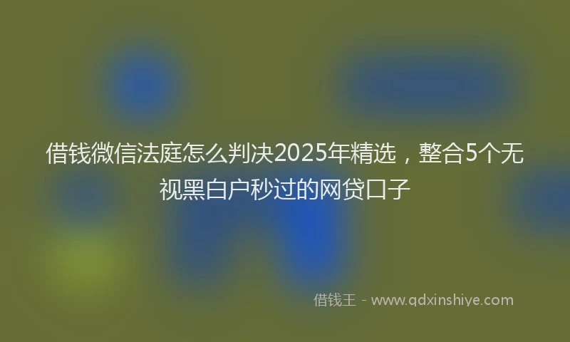 借钱微信法庭怎么判决2025年精选，整合5个无视黑白户秒过的网贷口子