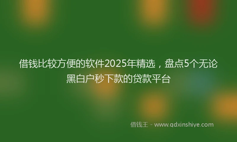 借钱比较方便的软件2025年精选，盘点5个无论黑白户秒下款的贷款平台