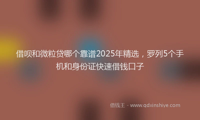 借呗和微粒贷哪个靠谱2025年精选，罗列5个手机和身份证快速借钱口子