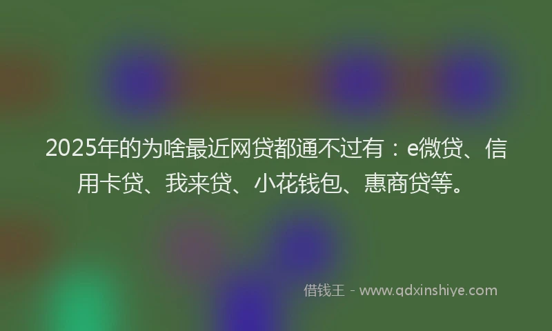 2025年的为啥最近网贷都通不过有：e微贷、信用卡贷、我来贷、小花钱包、惠商贷等。