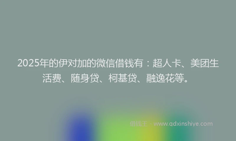 2025年的伊对加的微信借钱有：超人卡、美团生活费、随身贷、柯基贷、融逸花等。