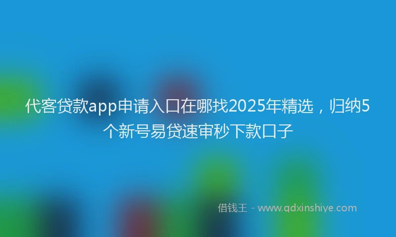 代客贷款app申请入口在哪找2025年精选，归纳5个新号易贷速审秒下款口子