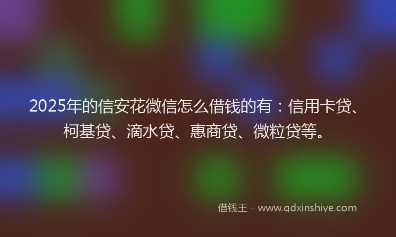 2025年的信安花微信怎么借钱的有：信用卡贷、柯基贷、滴水贷、惠商贷、微粒贷等。