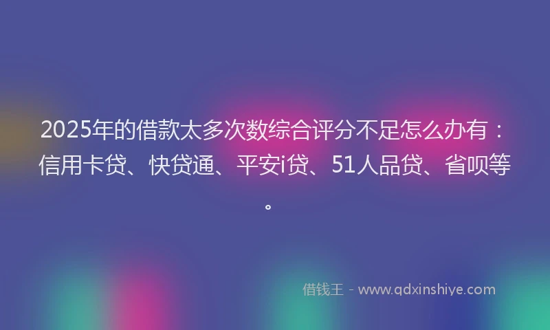 2025年的借款太多次数综合评分不足怎么办有：信用卡贷、快贷通、平安i贷、51人品贷、省呗等。