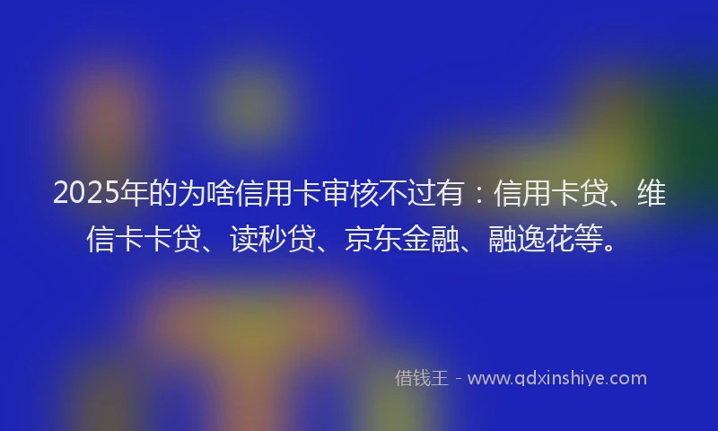 2025年的为啥信用卡审核不过有：信用卡贷、维信卡卡贷、读秒贷、京东金融、融逸花等。