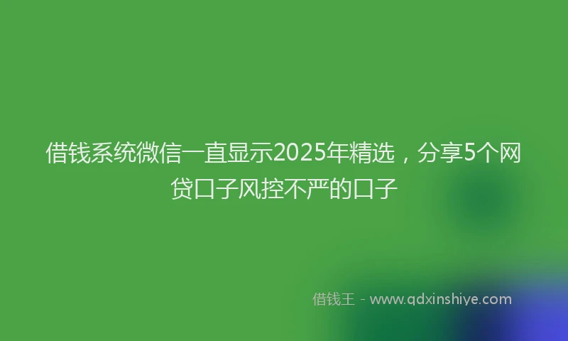 借钱系统微信一直显示2025年精选，分享5个网贷口子风控不严的口子