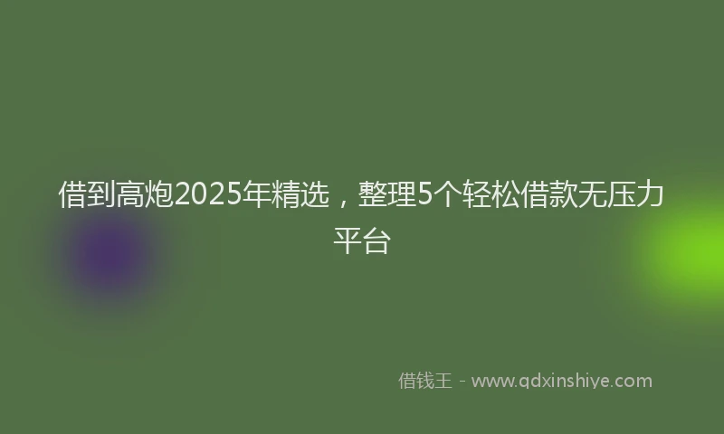 借到高炮2025年精选，整理5个轻松借款无压力平台