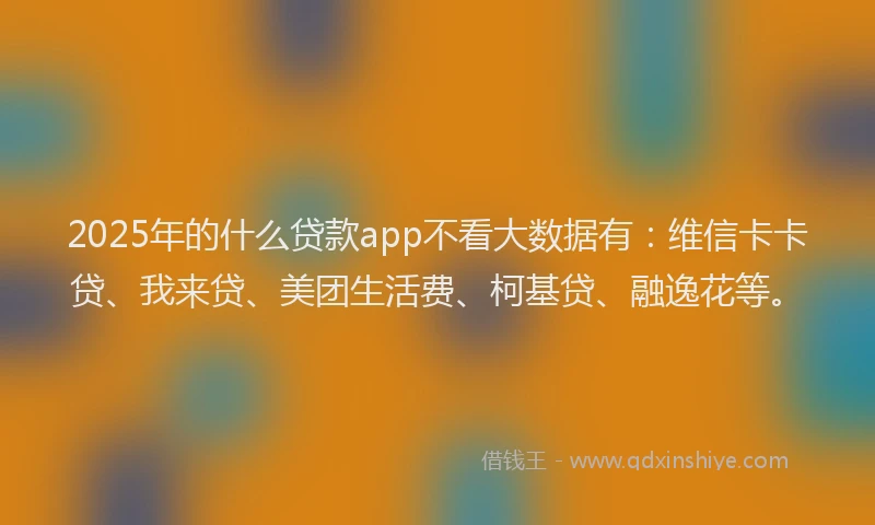 2025年的什么贷款app不看大数据有：维信卡卡贷、我来贷、美团生活费、柯基贷、融逸花等。