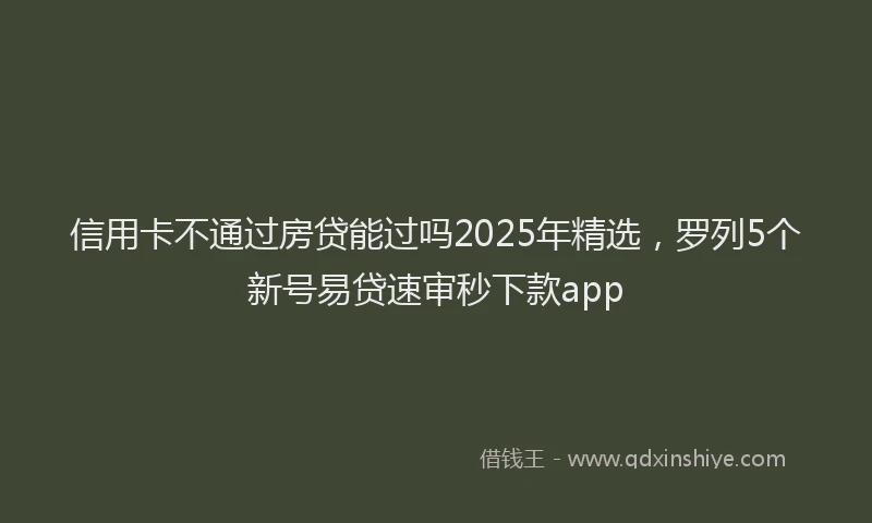 信用卡不通过房贷能过吗2025年精选，罗列5个新号易贷速审秒下款app