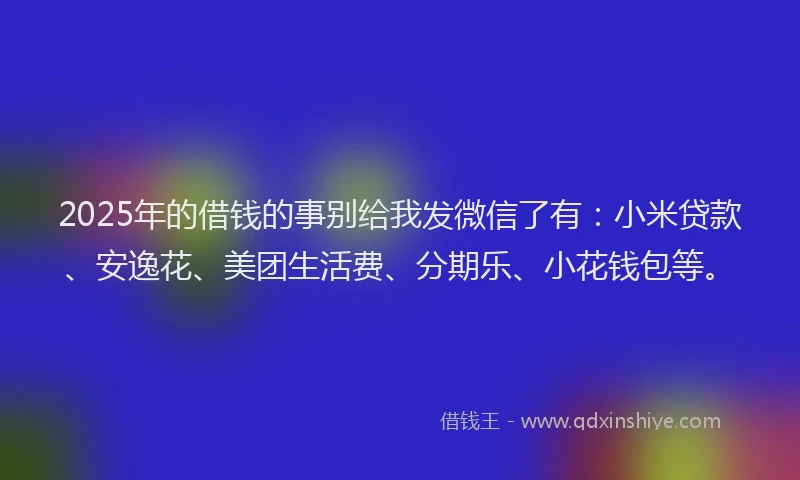 2025年的借钱的事别给我发微信了有：小米贷款、安逸花、美团生活费、分期乐、小花钱包等。