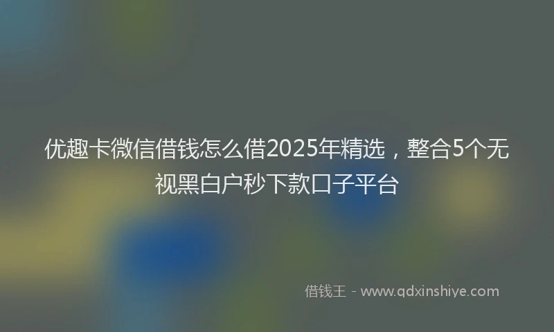 优趣卡微信借钱怎么借2025年精选，整合5个无视黑白户秒下款口子平台