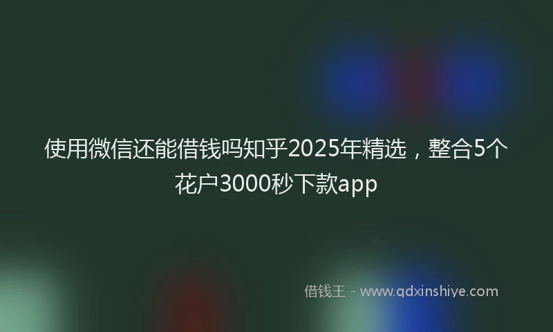 使用微信还能借钱吗知乎2025年精选，整合5个花户3000秒下款app
