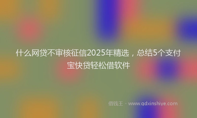 什么网贷不审核征信2025年精选，总结5个支付宝快贷轻松借软件