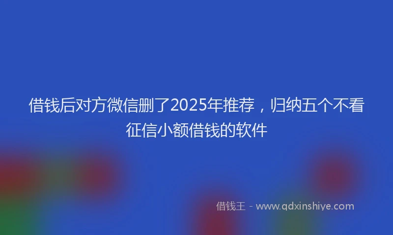 借钱后对方微信删了2025年推荐，归纳五个不看征信小额借钱的软件