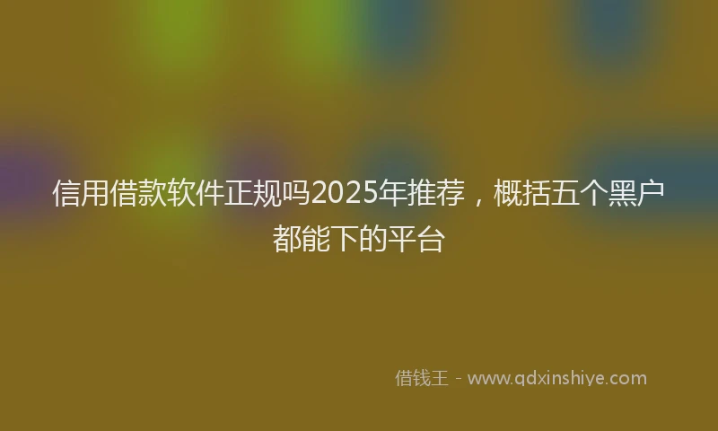 信用借款软件正规吗2025年推荐，概括五个黑户都能下的平台