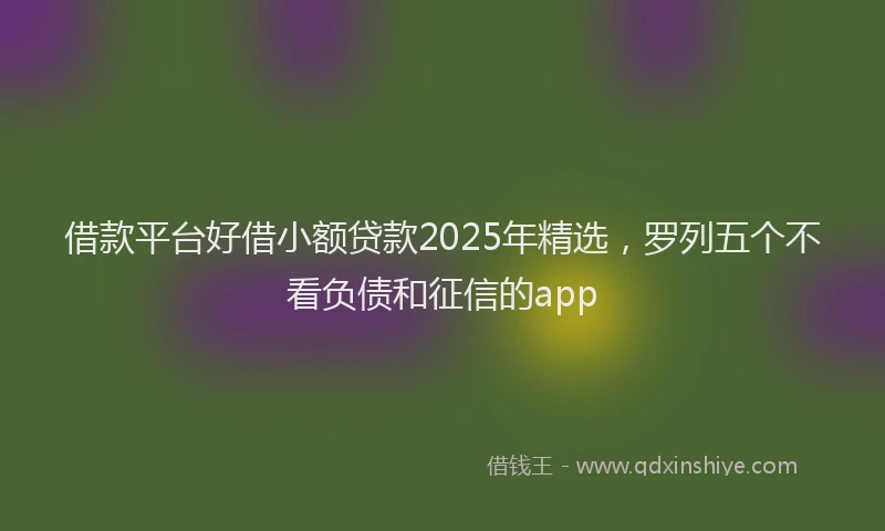 借款平台好借小额贷款2025年精选，罗列五个不看负债和征信的app