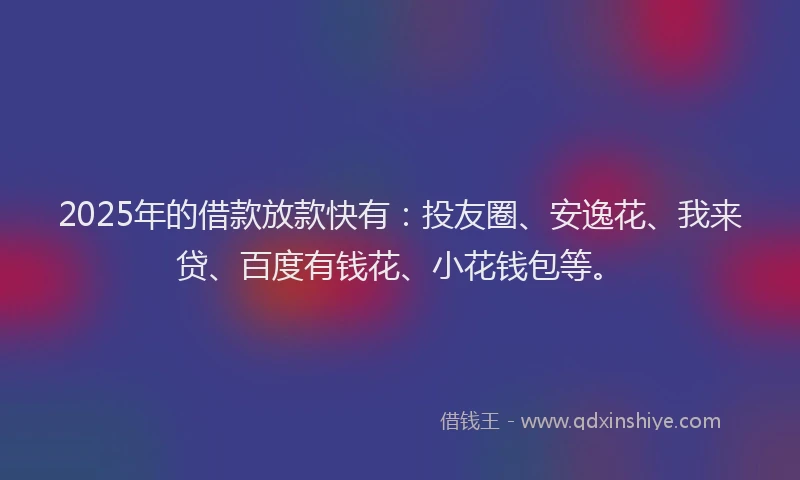 2025年的借款放款快有：投友圈、安逸花、我来贷、百度有钱花、小花钱包等。