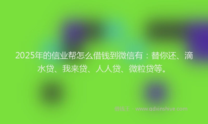 2025年的信业帮怎么借钱到微信有：替你还、滴水贷、我来贷、人人贷、微粒贷等。