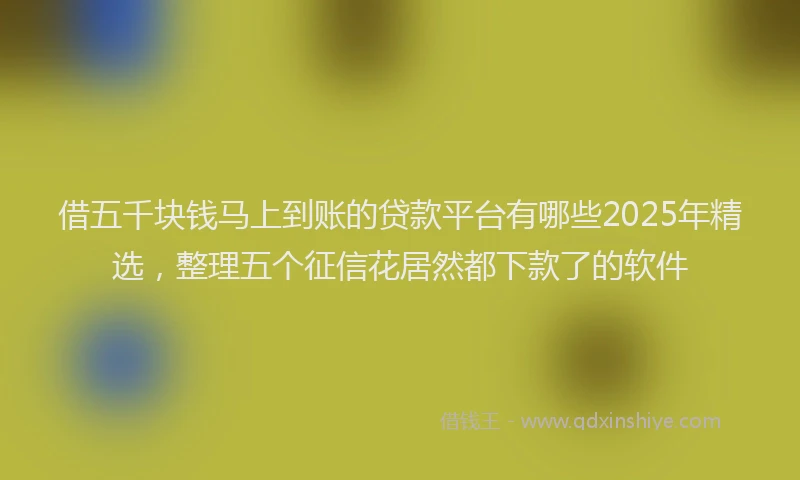 借五千块钱马上到账的贷款平台有哪些2025年精选，整理五个征信花居然都下款了的软件