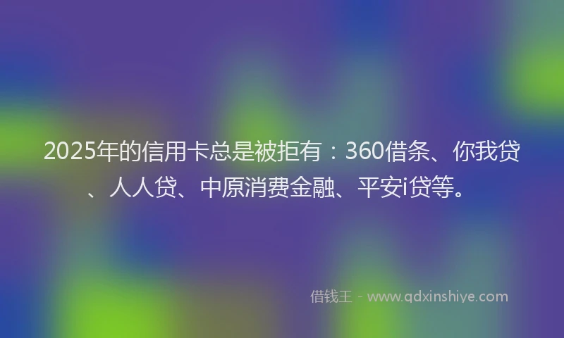 2025年的信用卡总是被拒有：360借条、你我贷、人人贷、中原消费金融、平安i贷等。
