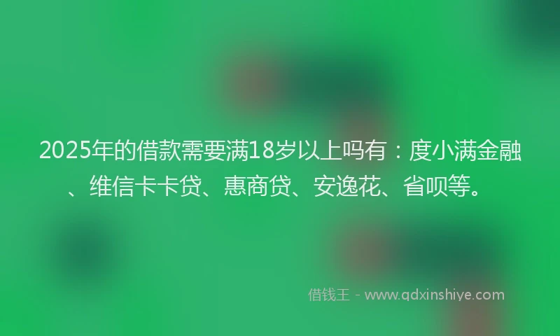 2025年的借款需要满18岁以上吗有：度小满金融、维信卡卡贷、惠商贷、安逸花、省呗等。