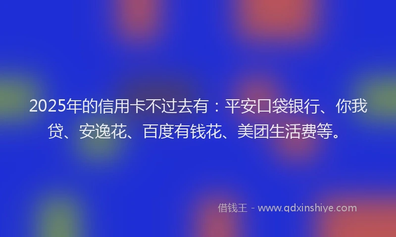 2025年的信用卡不过去有：平安口袋银行、你我贷、安逸花、百度有钱花、美团生活费等。