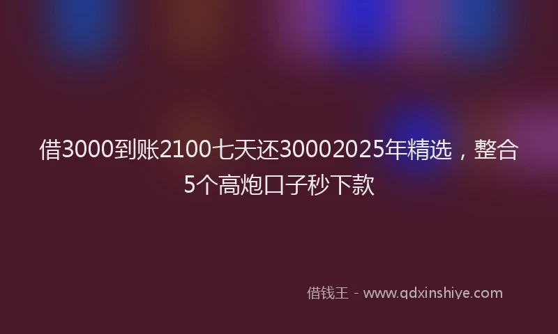 借3000到账2100七天还30002025年精选，整合5个高炮口子秒下款