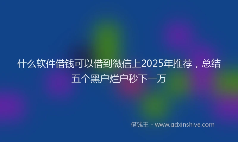 什么软件借钱可以借到微信上2025年推荐，总结五个黑户烂户秒下一万