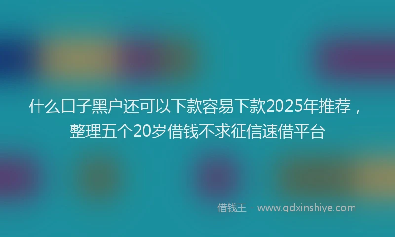 什么口子黑户还可以下款容易下款2025年推荐，整理五个20岁借钱不求征信速借平台