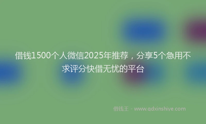 借钱1500个人微信2025年推荐，分享5个急用不求评分快借无忧的平台