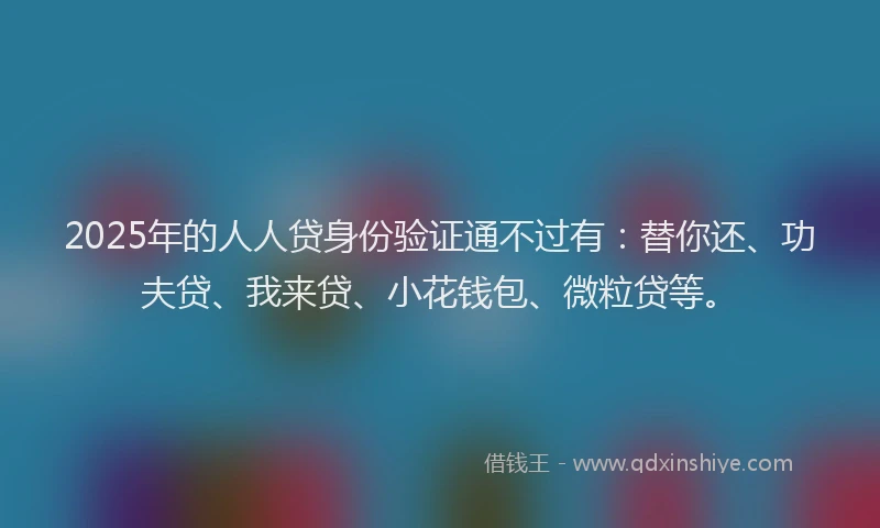 2025年的人人贷身份验证通不过有：替你还、功夫贷、我来贷、小花钱包、微粒贷等。