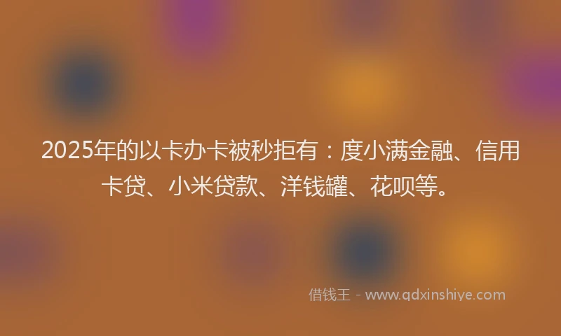 2025年的以卡办卡被秒拒有：度小满金融、信用卡贷、小米贷款、洋钱罐、花呗等。