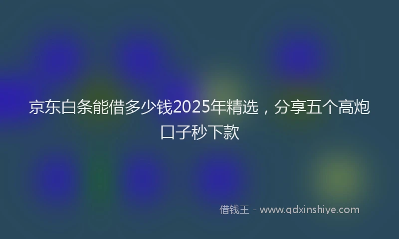 京东白条能借多少钱2025年精选，分享五个高炮口子秒下款
