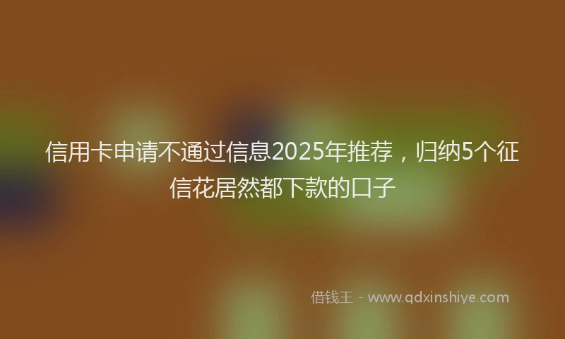 信用卡申请不通过信息2025年推荐，归纳5个征信花居然都下款的口子