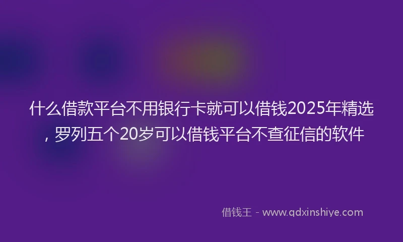 什么借款平台不用银行卡就可以借钱2025年精选，罗列五个20岁可以借钱平台不查征信的软件