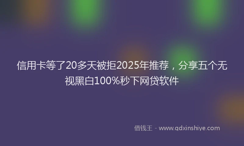 信用卡等了20多天被拒2025年推荐，分享五个无视黑白100%秒下网贷软件